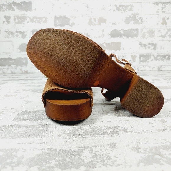 NEW Steve Madden Alabama Platform Brown Suede Wooden Studded Sandals F315 - Picture 11 of 13